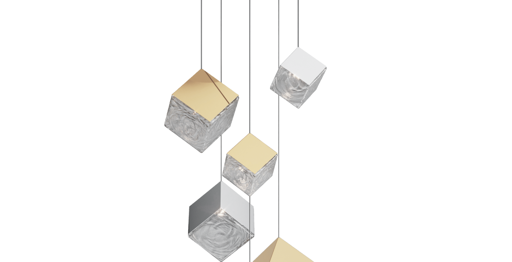 pyrite chandelier / 6 pcs / 3x gold / brushed gold, 3x silver ...